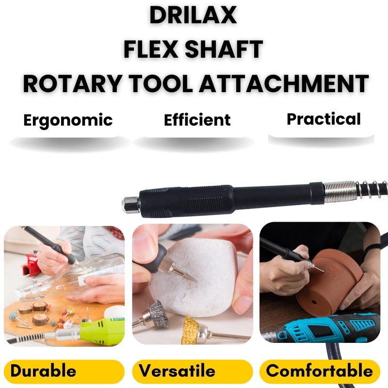 Drilax 42" Flex Shaft Rotary Tool Attachment â€“ Compatible with Dremel Flex Shaft Models 100, 200, 300, 3000, 4000, 4300, 8220, 8240, 8250, 8260 â€“ Precision Extension Shaft for Carving & Engraving - Image 4